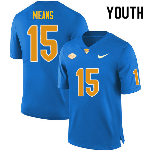 Youth #15 Bub Means Pitt Panthers College Football Jerseys Sale-Royal